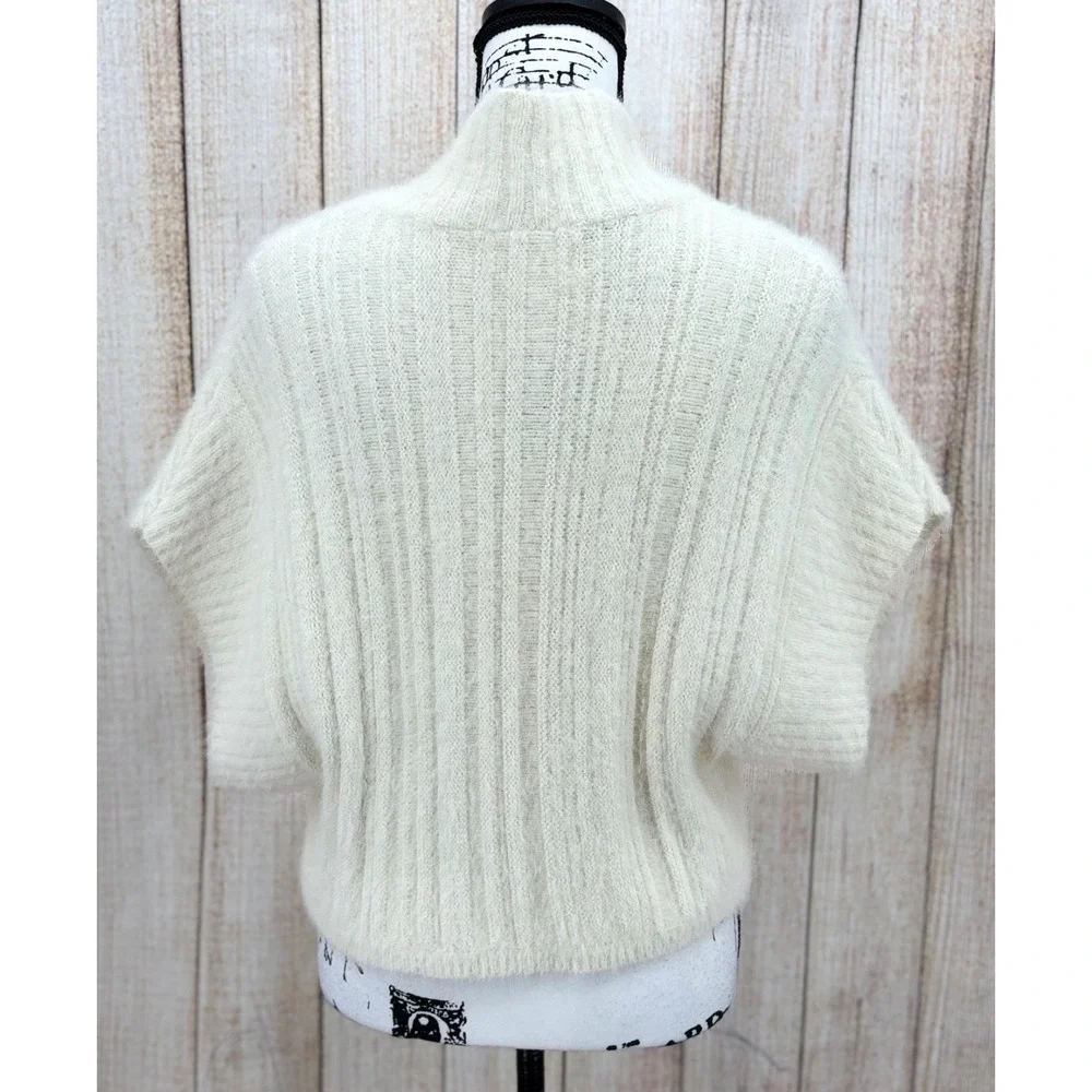 By Anthropologie Cream‎ Open Front Cocoon Cardigan M/L Fuzzy Soft Knit Sweater